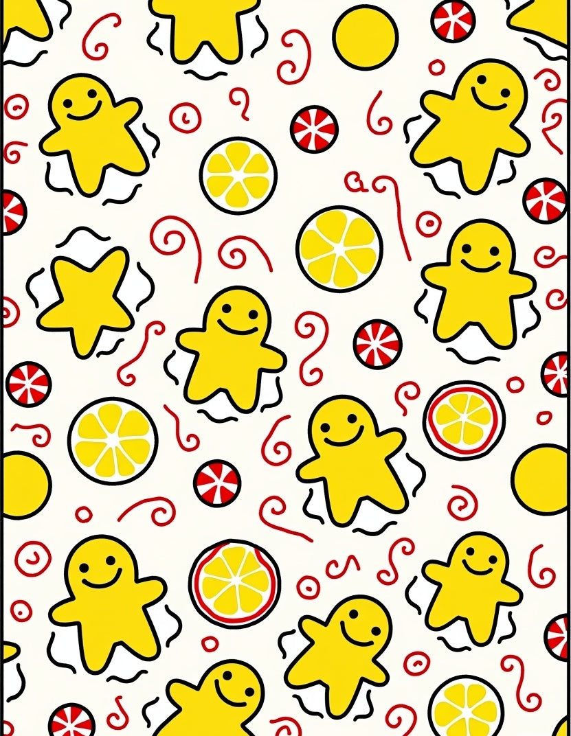 Whimsical Yellow Gingerbread Lemon Swirls Rug