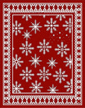 Red White Snowflake Winter Border Rug