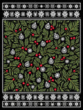Green Berry Red Ornament Floral Rug