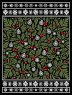 Green Berry Red Ornament Floral Rug