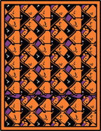 Bold Orange Purple Geometric Crosses Rug