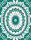 Teal White Elaborate Mandala Rug
