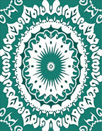Teal White Elaborate Mandala Rug