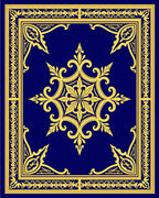 Royal Blue Golden Medallion Border Rug