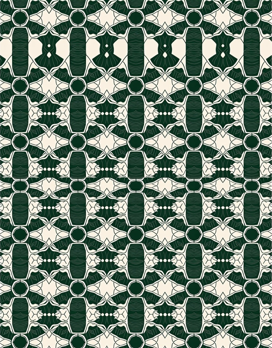 Deep Forest Art Deco Geometric Rug