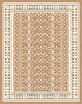 Brown and Cream Lattice Border Rug