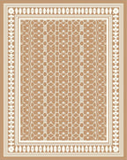 Brown and Cream Lattice Border Rug