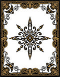 Ornate Black and Gold Starburst Frame Rug