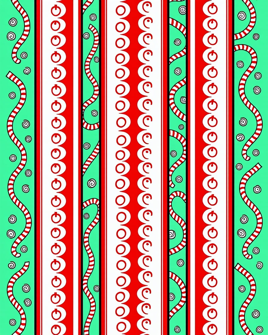 Striped Aqua Red Geometric Garland Rug