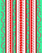 Striped Aqua Red Geometric Garland Rug