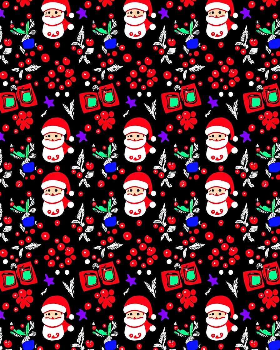 Festive Santa Claus Red Berry Repeat Rug