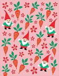 Whimsical Gnome Carrot Floral Pink Rug