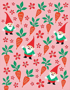 Whimsical Gnome Carrot Floral Pink Rug