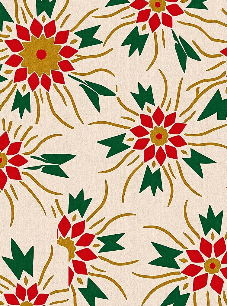 Crimson Gold and Green Starburst Rug