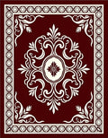 Deep Red Cream Ornamental Medallion Border Rug