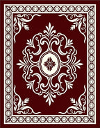 Deep Red Cream Ornamental Medallion Border Rug