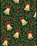 Festive Gold Bells Red Ribbons Swirls Rug