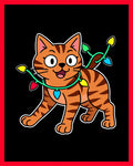 Orange Tabby Cat With Christmas Lights Rug