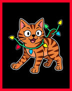 Orange Tabby Cat With Christmas Lights Rug