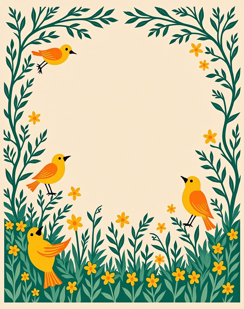 Yellow Birds In Lush Garden Rug