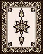 Elegant Dark Brown Floral Medallion Rug