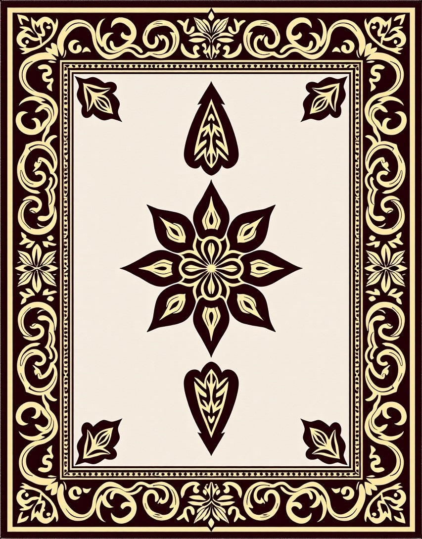 Elegant Dark Brown Floral Medallion Rug