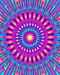 Vibrant Teal Pink Sunburst Mandala Rug