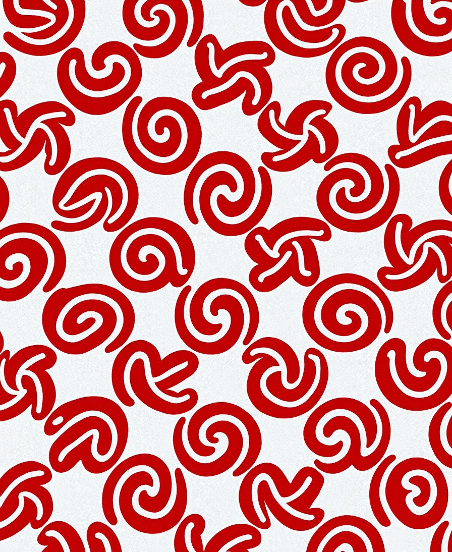 Vibrant Red Swirls Whimsical Rug