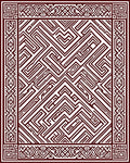 Maroon Labyrinth Geometric Border Rug