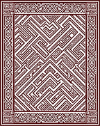 Maroon Labyrinth Geometric Border Rug