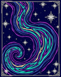 Vibrant Swirl Aurora Starry Night Rug