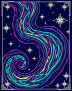 Vibrant Swirl Aurora Starry Night Rug