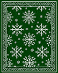 Green White Snowflake Winter Border Rug