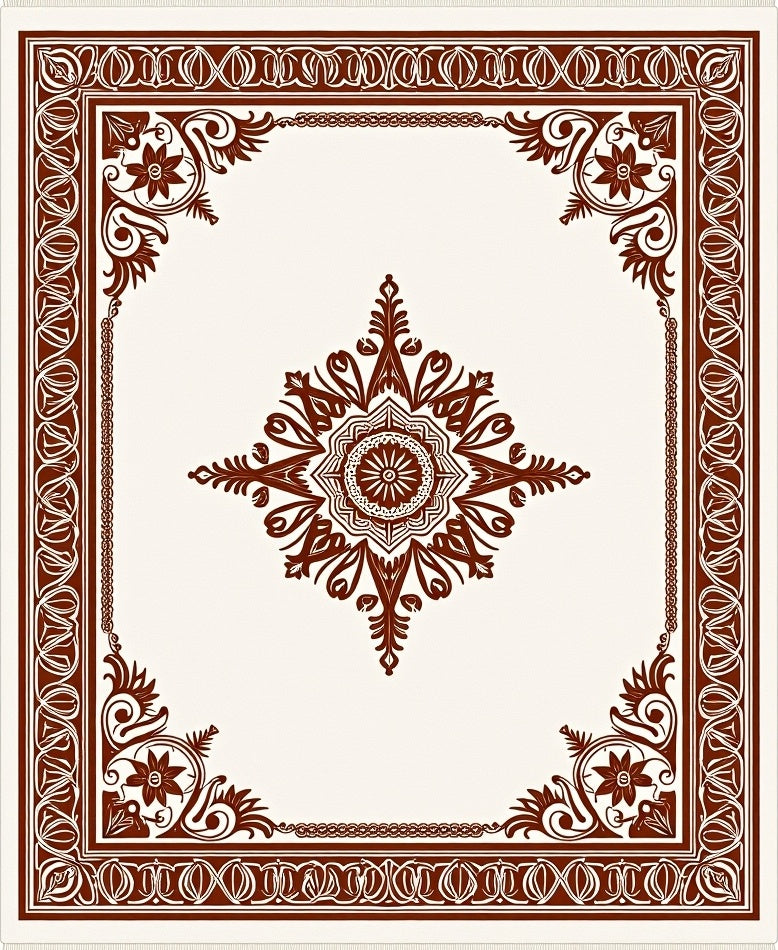 Rich Brown Central Medallion Floral Rug