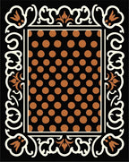 Black Copper Dot Border Art Rug