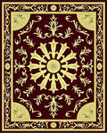 Regal Crimson Golden Floral Border Rug