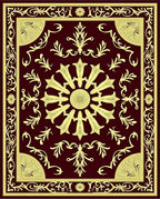 Regal Crimson Golden Floral Border Rug