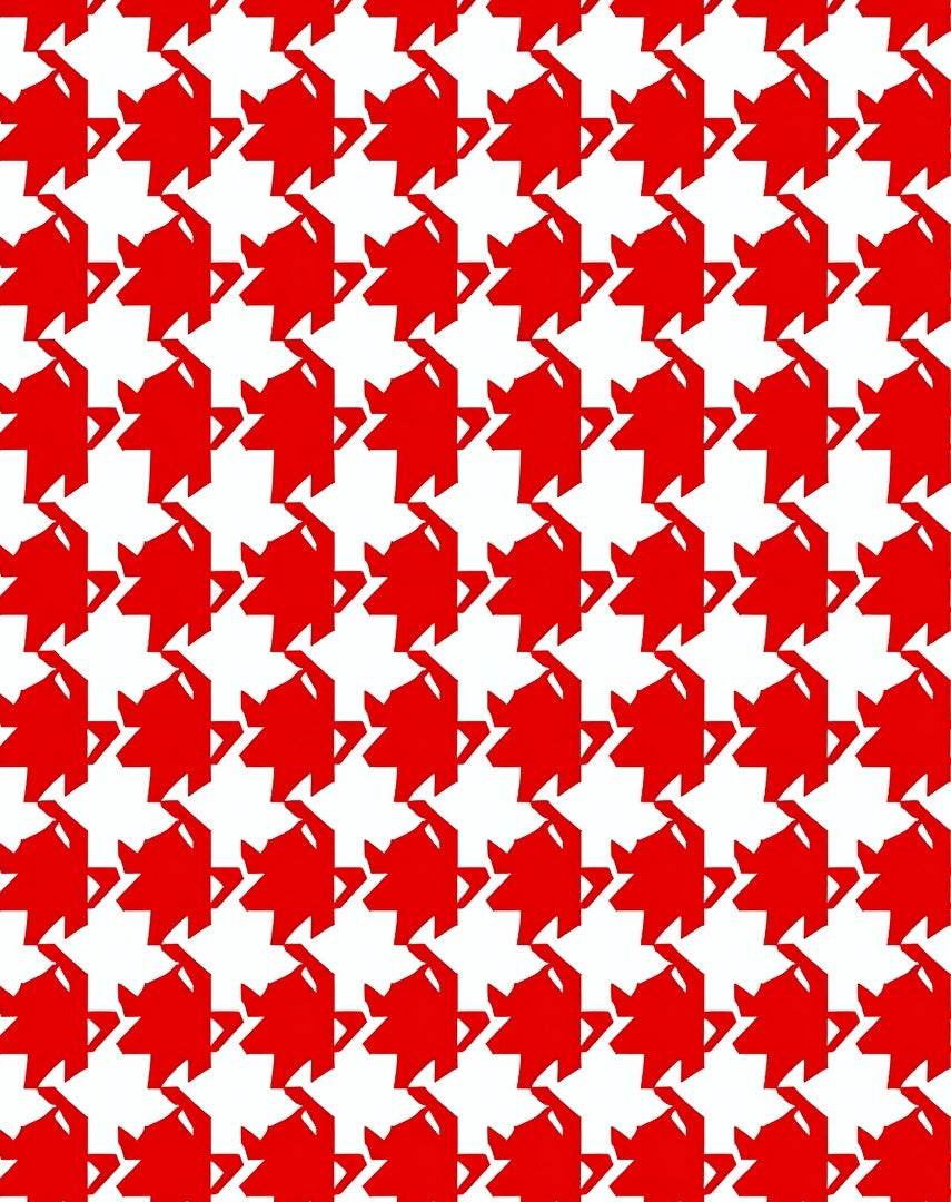 Bold Red Houndstooth Geometric Rug