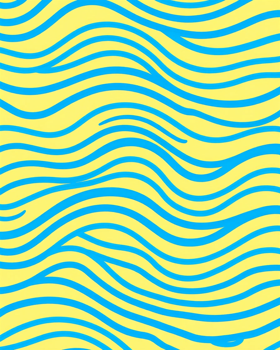 Bright Yellow Blue Swirl Waves Rug