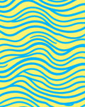 Bright Yellow Blue Swirl Waves Rug