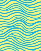Bright Yellow Blue Swirl Waves Rug