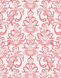 Coral Pink Abstract Floral Scroll Rug