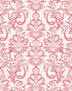Coral Pink Abstract Floral Scroll Rug