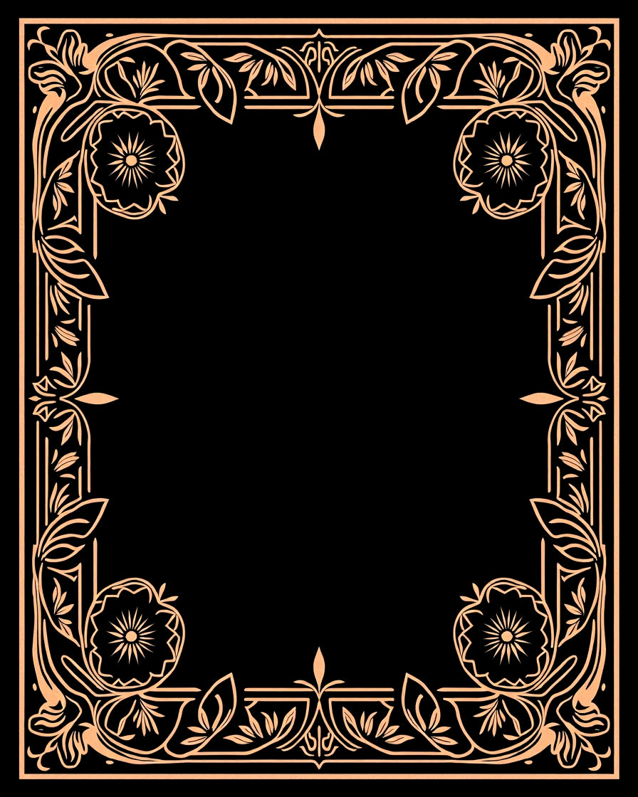 Peach Art Nouveau Floral Bordered Rug
