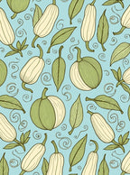 Whimsical Green Squash Leaf Swirls Rug