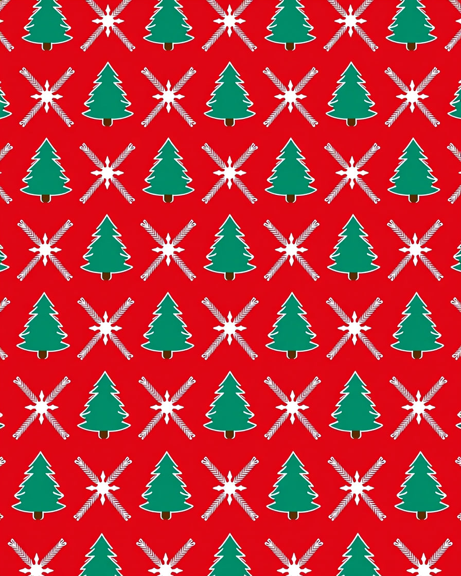 Christmas Tree Snowflake Red Pattern Rug