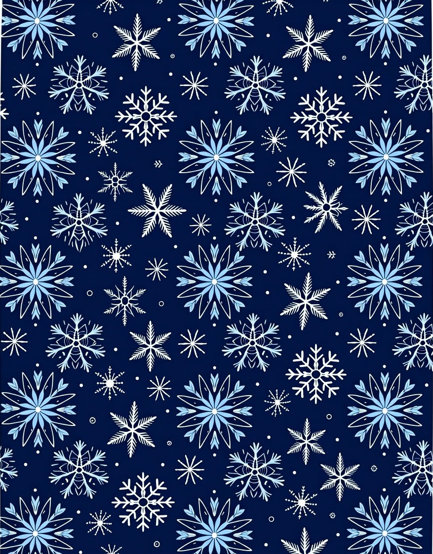 Winter Blue Snowflake Collage Rug