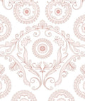 Pale Pink Scrollwork Medallion Repeating Rug