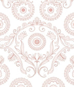 Pale Pink Scrollwork Medallion Repeating Rug