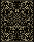 Ornate Golden Swirls and Faces Rug